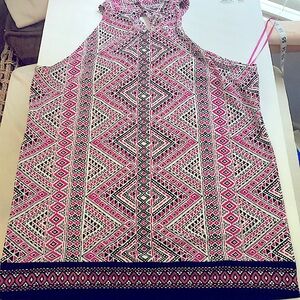 Michael Kors Halter Top Tribal Print, Stretch Jersey, Size Large